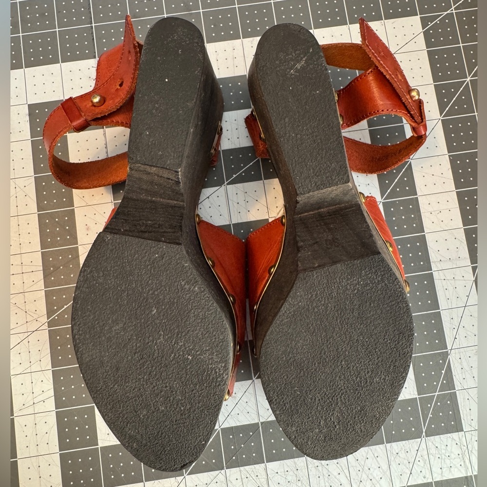 Free People Rust Leather Platform Clog Sandals - Picture 3 of 6